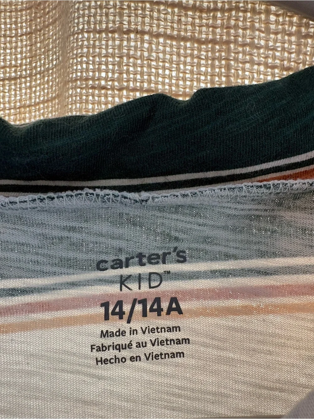 Carter's Green, White & Tan Striped Polo